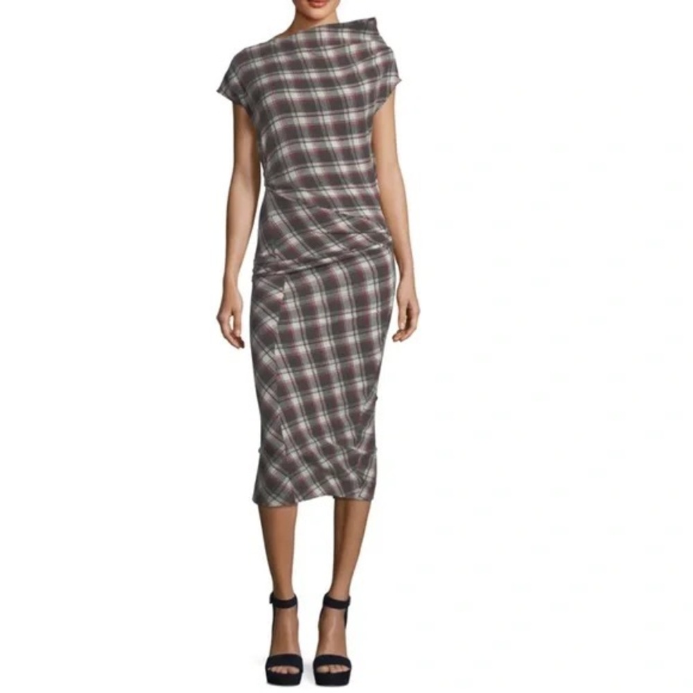 Isabel Marant Etoile plaid asymmetrical pisa dress - size 42